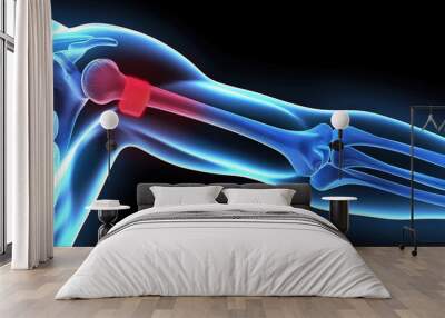 3D illustration of a human shoulder joint with highlighted humerus bone. Wall mural