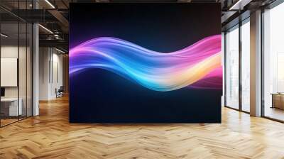 Abstract background with pink and blue glowing lines and light effects. Wall mural