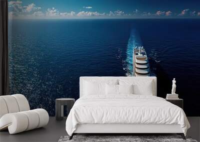 Luxury yacht cruising on calm blue ocean waters. Wall mural