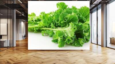 Photo of Broccoli Rabe - Brassica rapa var. ruvo position center isolate on white background, clear focus, soft lighting Wall mural