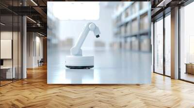 Robotic arm in a warehouse with shelves of boxes,  Business concept. Wall mural