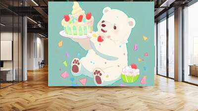 polar bear so cute Wall mural