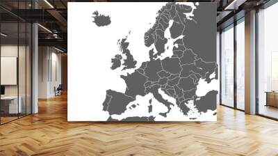 Political Map of Europe isolated on white background. for website layouts, background, education, precise, customizable, Travel worldwide, map silhouette backdrop, earth geography, political, reports. Wall mural