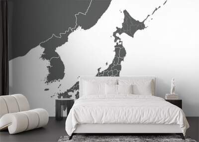 Political Map of Korean and Japan isolated on white background. for website layouts, background, education, precise, customizable, Travel worldwide, map silhouette backdrop, earth geography. Wall mural