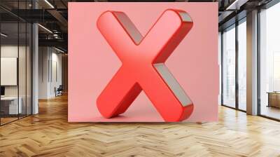 A red X with a white border is displayed on a pink background Wall mural