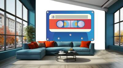 Stereo cassette. Retro audio tape with music record Wall mural