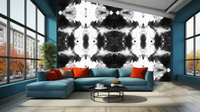 Grey Ink Dirty Background. White Cool Canva. Dark Wall mural