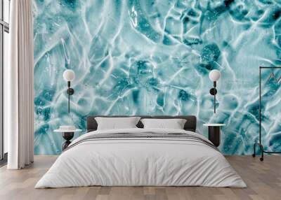 Liquid cream gel, green blue cosmetic texture with bubbles Wall mural