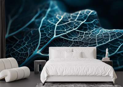 A close-up of the futuristic veins on a leaf highlighting its intricate pattern and texture Wall mural