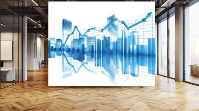 A modern city with shining forex charts isolated on a transparent background Wall mural