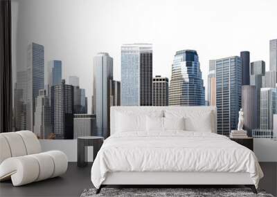 A panorama of skyscrapers on a transparent background Wall mural