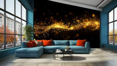 Abstract gold glitter bokeh on a black background Wall mural