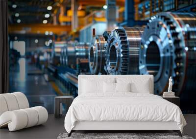 Aerospace manufacturing factory with airplane parts Wall mural