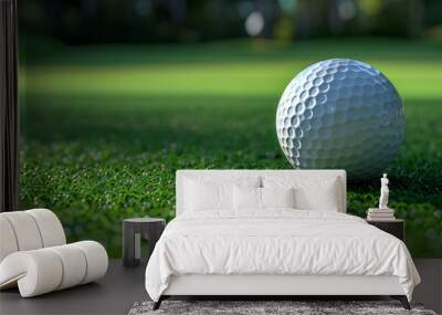 Golf ball on a golf course with wide grass Wall mural