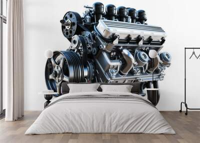 Modern Car engines isolated on transparent background Wall mural