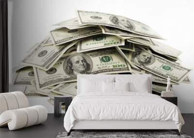 Stack of Dollar banknotes isolated on transparent background Wall mural