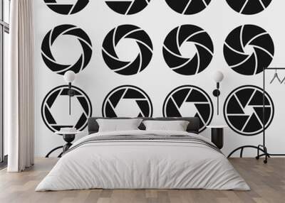 Camera shutter icons Wall mural