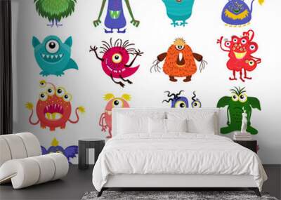 Cartoon cute monsters set Wall mural