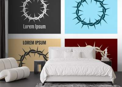 Crown of thorns logo set Wall mural