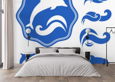 Dolphins silhouettes Wall mural