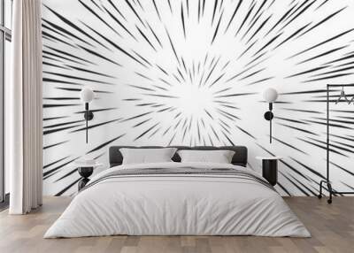 Fast speed warp vector effect. Lines zoom fade converging background Wall mural