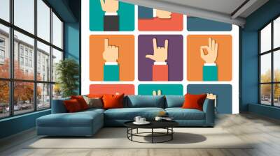 Hands Icons Set Wall mural