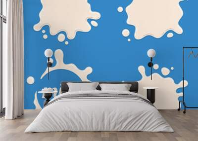 milk, yogurt or cream splash blot vector set Wall mural