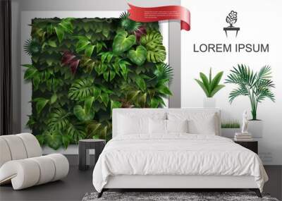 Realistic Home Plants Concept Wall mural