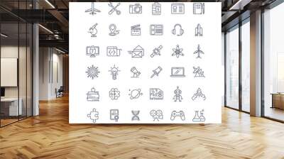 Science, media and internet line vector icons set Wall mural