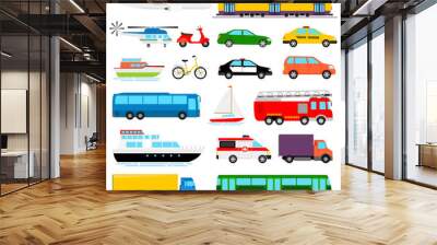 Urban transport colored vector illustration. City transportation Wall mural