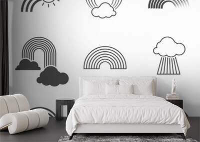 Vector black and white rainbow icons. Summer rainbows signs isolated on background Wall mural