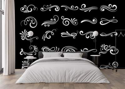 Vector line vintage scroll items for ornate design. Flourish retro lined divider Wall mural