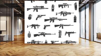 Weapon icons and military or war signs vector Wall mural