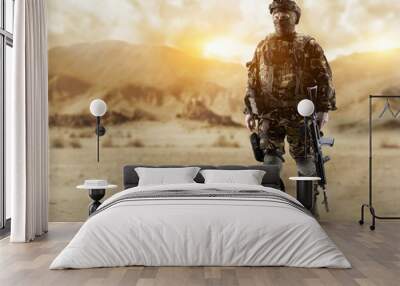 Special forces soldier in the desert. Wall mural