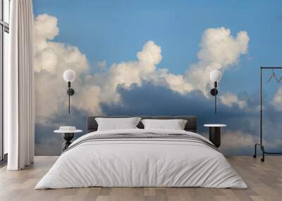 Blue sky background with white clouds, nature Wall mural