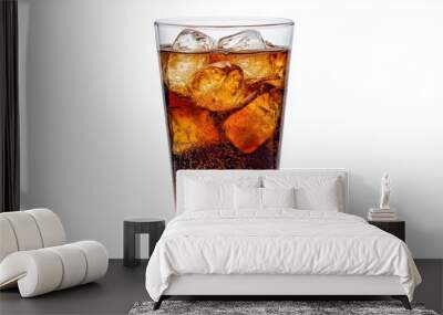 Cold beverage with ice cubes, carbonated drink in glass, refreshing appearance Wall mural