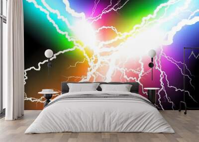 Abstract background with colorful lightning bolts Wall mural