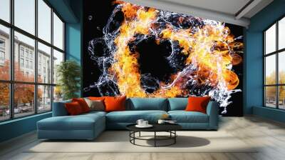 Fire and water swirl abstract background in science technology concept Wall mural