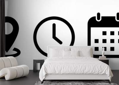 Address. time, and date icon vector. Event elements Wall mural