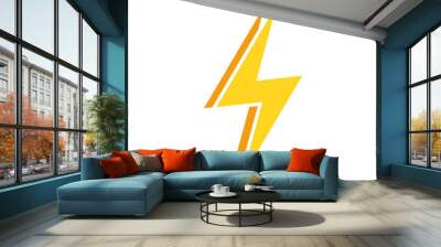 Double lightning icon in flat style. Thunder bolt concept Wall mural