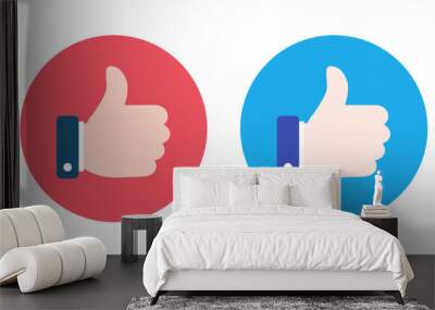 Like, thumb up icon vector in flat style. Excellent concept Wall mural