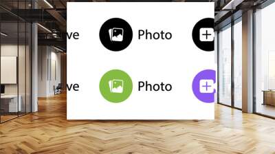 Live, Photo, Room. Button Icon Set of Social Media in Flat Design Style. Vector Illustration Wall mural