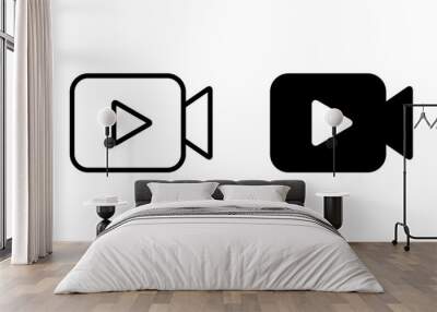 Play button on video camera icon in generic style Wall mural