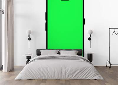 Smartphone with green screen icon. Phone mockup vector. Media advertising illustration Wall mural