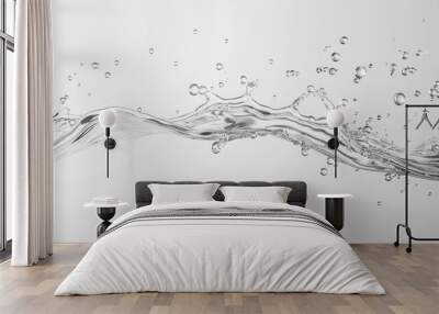 Water splashes and waves hitting a transparent wall digital concept white background creates a minimalist and cinematic effect Wall mural