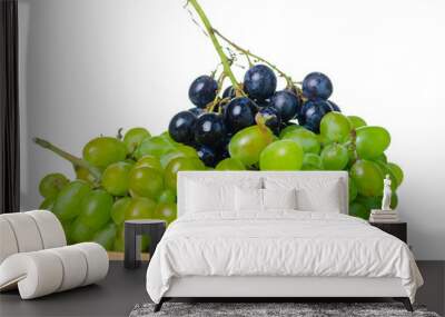 Grapes on plate on white background isolation Wall mural