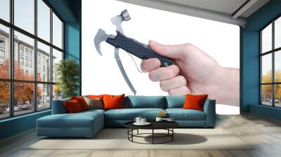 Multi-tool hammer steel in hand on white background isolation Wall mural