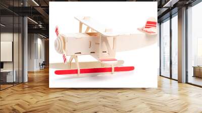 wooden constructor model airplane on white background isolation Wall mural