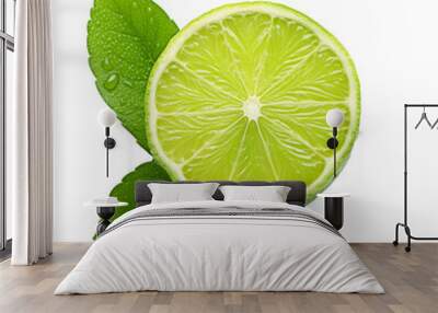 lime with mint leaves on transparent background Wall mural