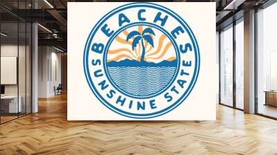 emblem illustration logo graphic beach design sunshine vintage tropical Wall mural